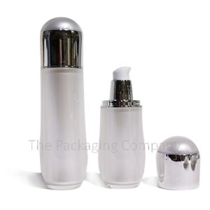 Airless Cosmetic Bottles in Mild Steel or Polypropylene (30 & 50 ml); Custom Finish and Printing