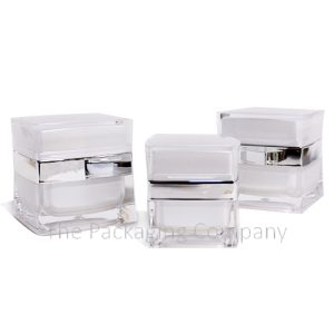 Square acrylic cream jar with diamond texture top (15, 30, 50 ml); with Custom Printing and Finish (15, 30, 50 ml)