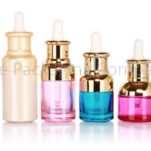 Colorful Glass serum dropper bottle 20 ml, 30 ml, 40 ml, and 50 ml; Color, Finish, and Design are custom