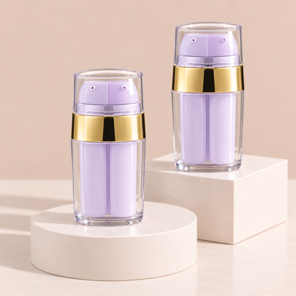 <b>Airless Pump Bottle, Dual Chamber</b> <br>15ml, 30ml <br>SKU: 21AB-L15M & L30M