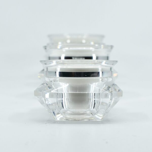 <b>Double-Wall Acrylic Jar, Diamond Shape</b><br><i>5ml, 15ml, 30ml, 50ml,100ml</i><br>SKU: 65AA-JY207