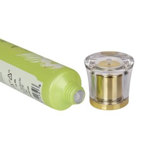 custom color squeeze tube, squeeze tube for skincare, skincare tube with acrylic cap, acrylic twist cap