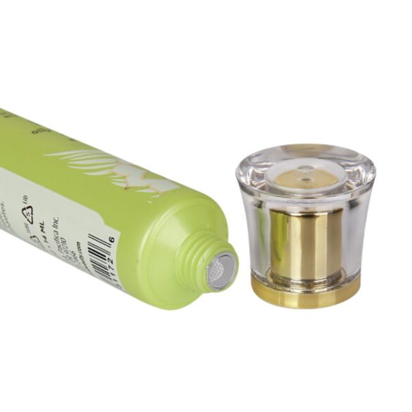 custom color squeeze tube, squeeze tube for skincare, skincare tube with acrylic cap, acrylic twist cap