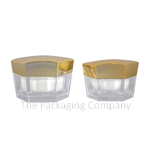 Hexagon Cosmetic Jars ( 30 & 50 ml); with Custom Printing and Finish