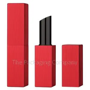 Red Square Aluminum Lipstick Tube with Magnetic Closure