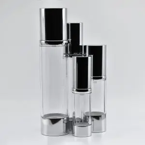 Airless Pump Bottle with Aluminum Cap 15ml, 20ml, 25ml, 30ml, 40ml, 50ml, 60ml SKU: 65AB-JY102C