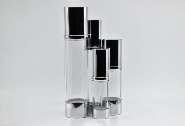 <b>Airless Pump Bottle with Aluminum Cap</b> <br>15ml, 20ml, 25ml, 30ml, 40ml, 50ml, 60ml <br>SKU: 65AB-JY102C