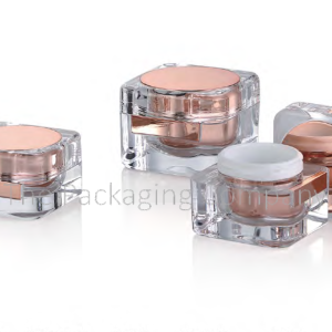 Square luxury thick double walled acrylic cream jar; custom printing and finish; 15, 30, 50 ml capacity