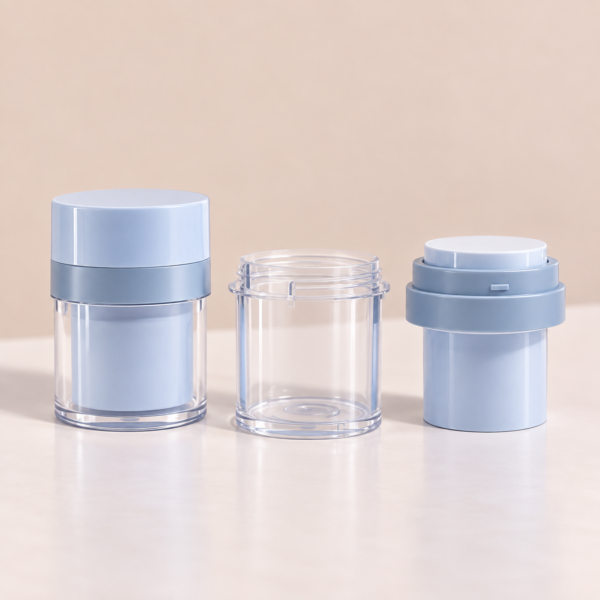 <b>Skincare Airless Cream Jar with Refillable Cup</b><br> SKU: 612AA-RG - Image 2