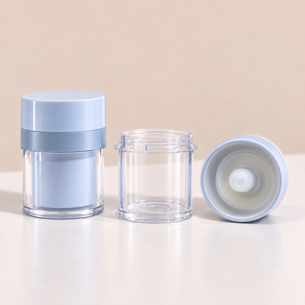 <b>Skincare Airless Cream Jar with Refillable Cup</b><br> SKU: 612AA-RG - Image 3