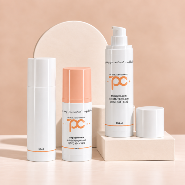 <b>PCR Refillable Airless Bottle</b><br>30ml, 50ml, 100ml <br>SKU: 612AB-FC