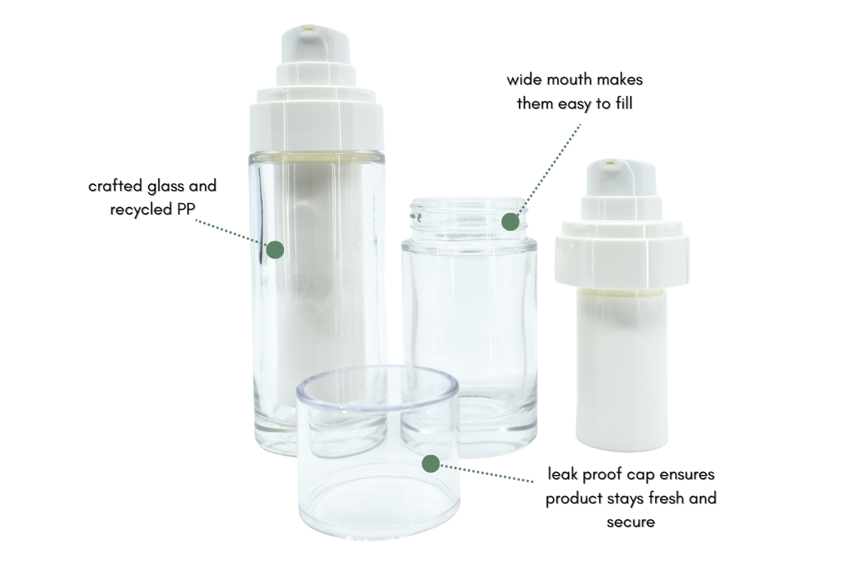 refillable airless pump bottle