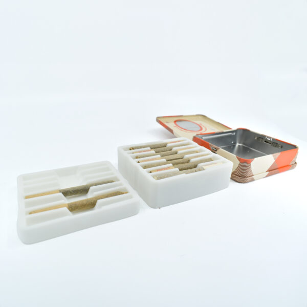 <b>Pre Roll & Edible Tin Case</b><br>Airtight | Eco-Friendly | Child-Resistant<br>L: 102mm x W: 97mm x H: 27mm<br>SKU: 711CR-V7 - Image 6