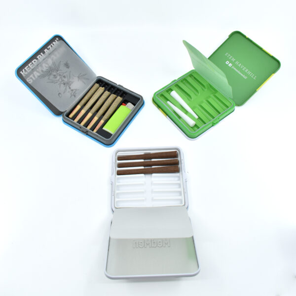 <b>Pre Roll Tin Case</b><br>Airtight | Eco-Friendly | Child-Resistant<br>L: 102mm x W: 98mm x H: 14mm<br>SKU: 711CR-V1 - Image 3