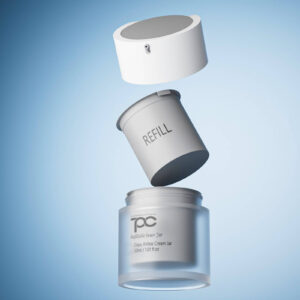 Refillable glass airless jar