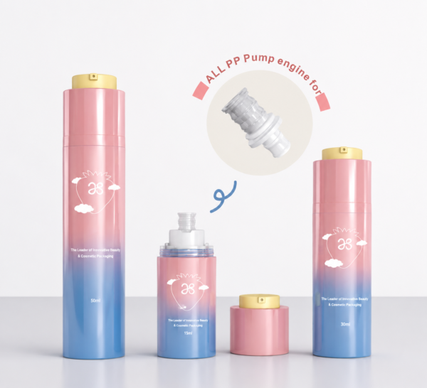 <b> Mono-Material Airless Pump Bottle, Twist-Up </b><br><i> 15ml, 30ml, 50ml </i><br> SKU: 135AB-G01A