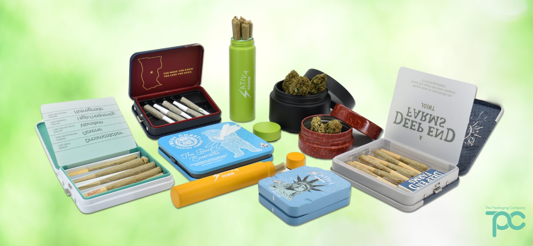 assortment of eco friendly cannabis packaging