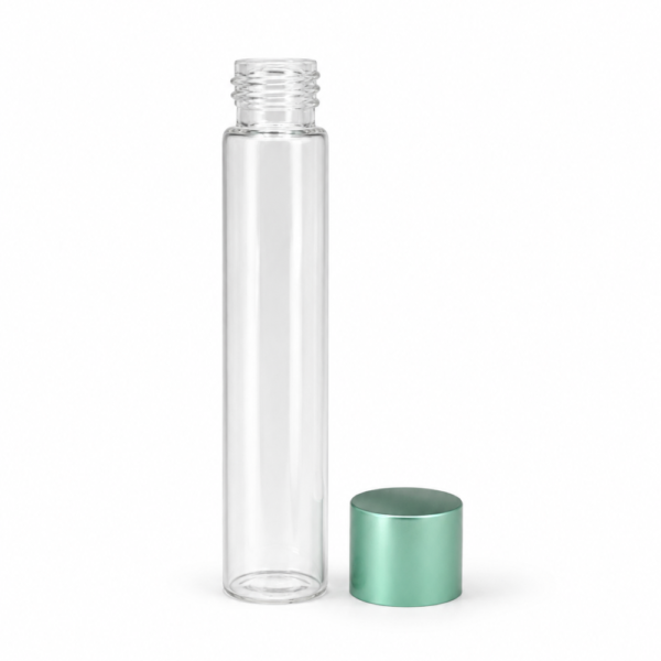 <b>Child-Resistant Glass Tube, Aluminum Overshell Cap</b><br>D: 22mm x H: 120mm<br>SKU: 677GTCR - Image 2