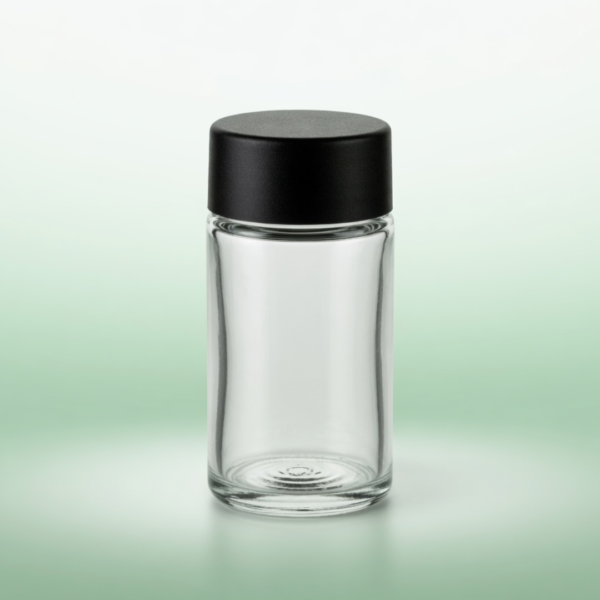 <b>Child-Resistant Glass Pre-Roll Jar</b><br>16 CFR §1700.20 Certified | 50ml & 60ml | 5-Pack Upright Display<br>SKU: 749GJ-JY-CrR035B/36A