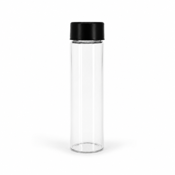 <b>Child-Resistant Glass Tube, Short Cap</b><br>D: 26mm x H: 93mm<br>SKU: 749GT-YJ-CRT007