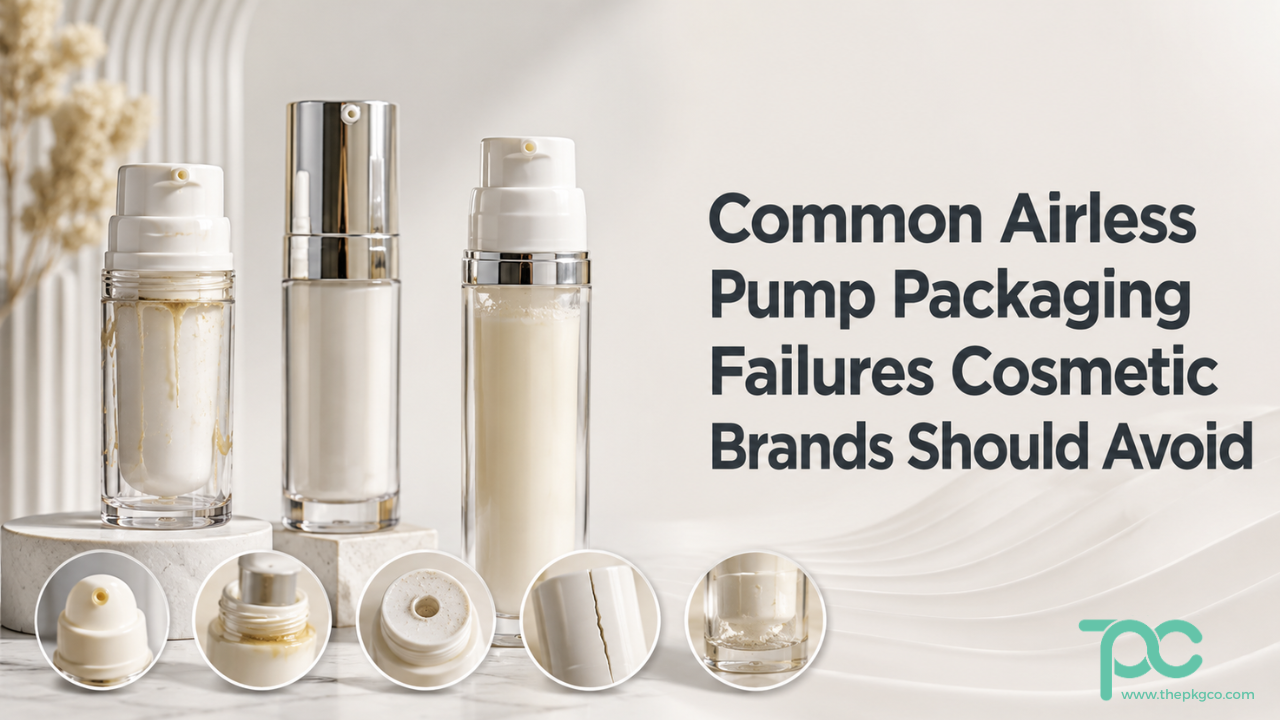 Common airless pump packaging failures cosmetic brands should avoid, including pump dispensing issues, leakage, and formula compatibility problems.