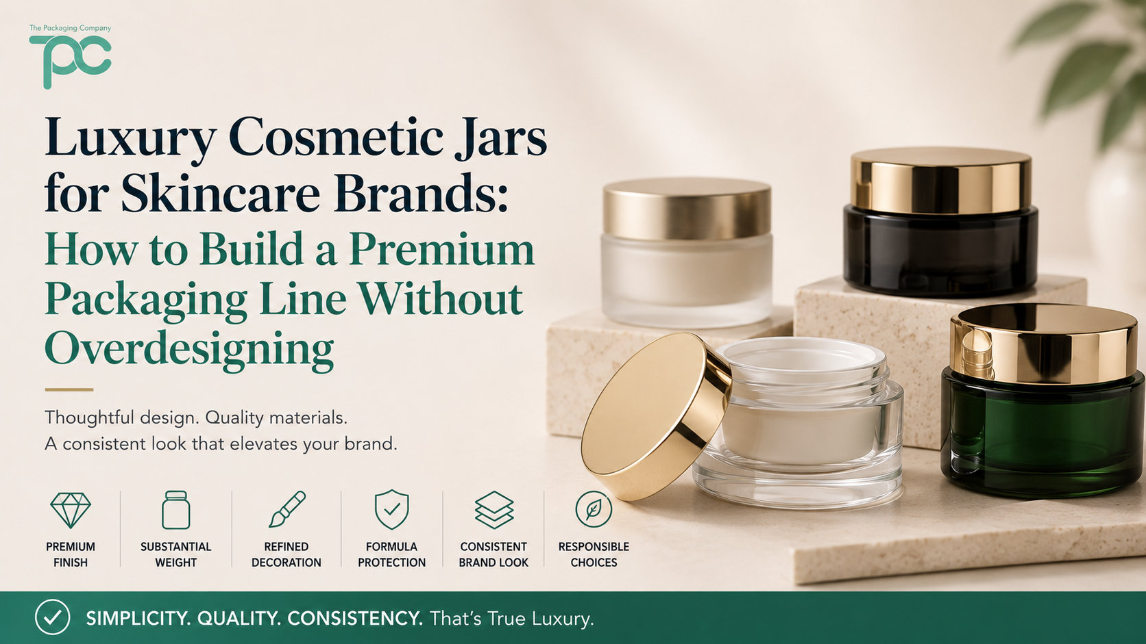 Luxury cosmetic jars for skincare brands, showing premium jar packaging designs with elegant finishes and a clean high-end presentation.