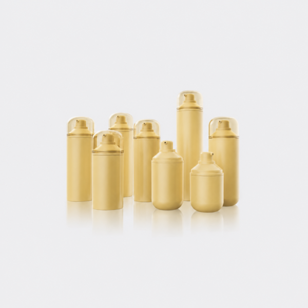 <b>Airless Pump Bottles with 360° Dispensing in PP & PCR Materials </b><br> 30ml, 50ml, 80ml, 100ml, 120ml, 150ml, 200ml <br>SKU: 144AB-GR605W