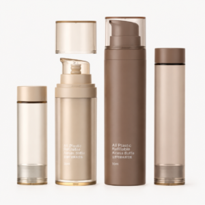 Refillable All Plastic PET Airless Bottles for Sustainable Cosmetic Packaging  15ml, 30ml, 50ml, 80ml, 100ml SKU: 869AB-SR-2129