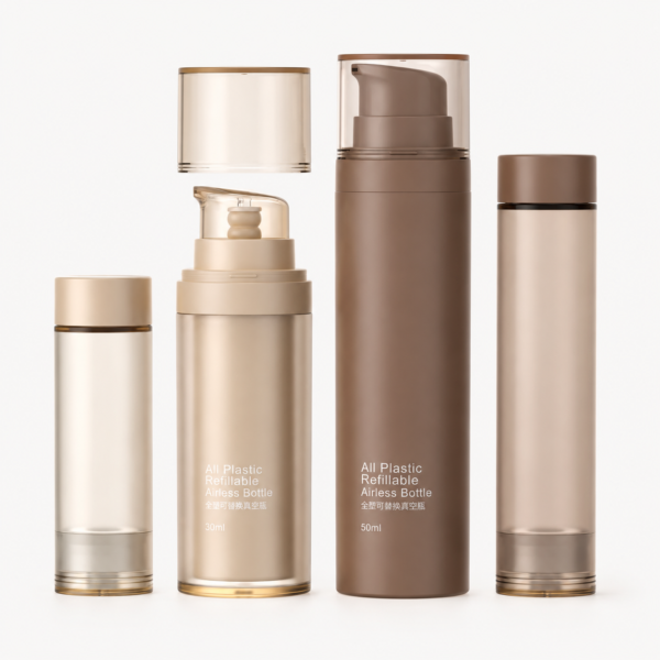 <b>Refillable All Plastic PET Airless Bottles for Sustainable Cosmetic Packaging </b><br> 15ml, 30ml, 50ml, 80ml, 100ml <br>SKU: 869AB-SR-2129 - Image 2