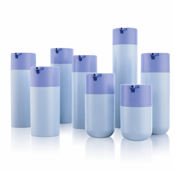 <b>Twist to lock Airless Pump Bottles in PP & PCR Materials </b><br> 30ml, 50ml, 80ml, 100ml, 120ml, 150ml, 200ml <br>SKU: 144AB-GR605P