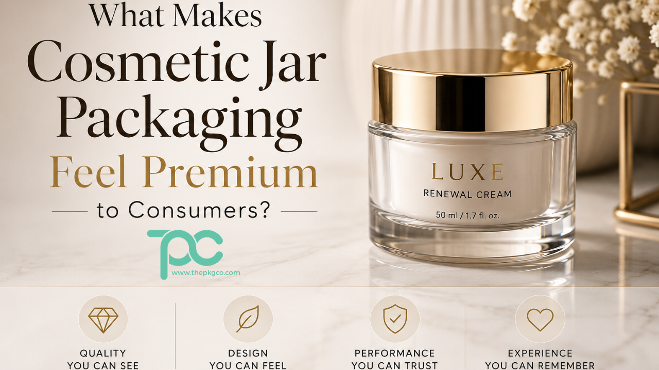 Premium cosmetic jar packaging for skincare brands, showing a luxury cream jar design with elegant product presentation.