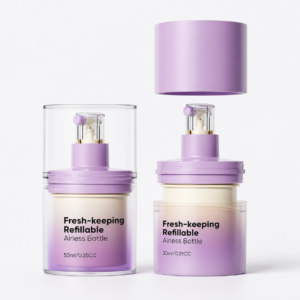 Refillable All Plastic PET Airless Bottles for Sustainable Cosmetic Packaging  30ml, 50ml SKU: 869AB-SR-2199F