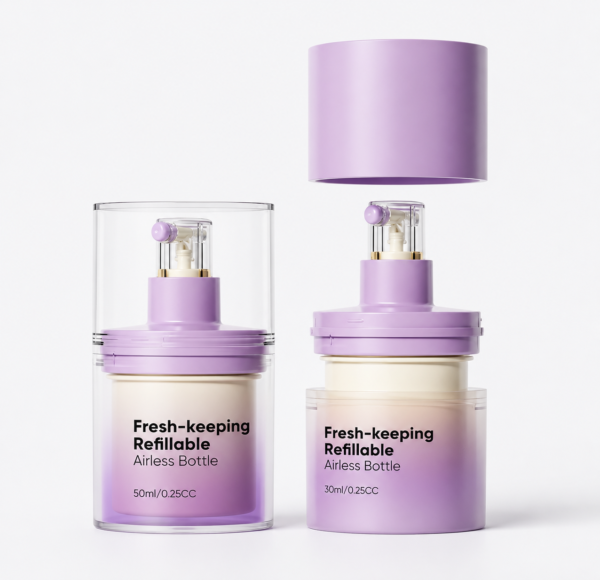 <b>Refillable All Plastic PET Airless Bottles for Sustainable Cosmetic Packaging </b><br> 30ml, 50ml <br>SKU: 869AB-SR-2199F