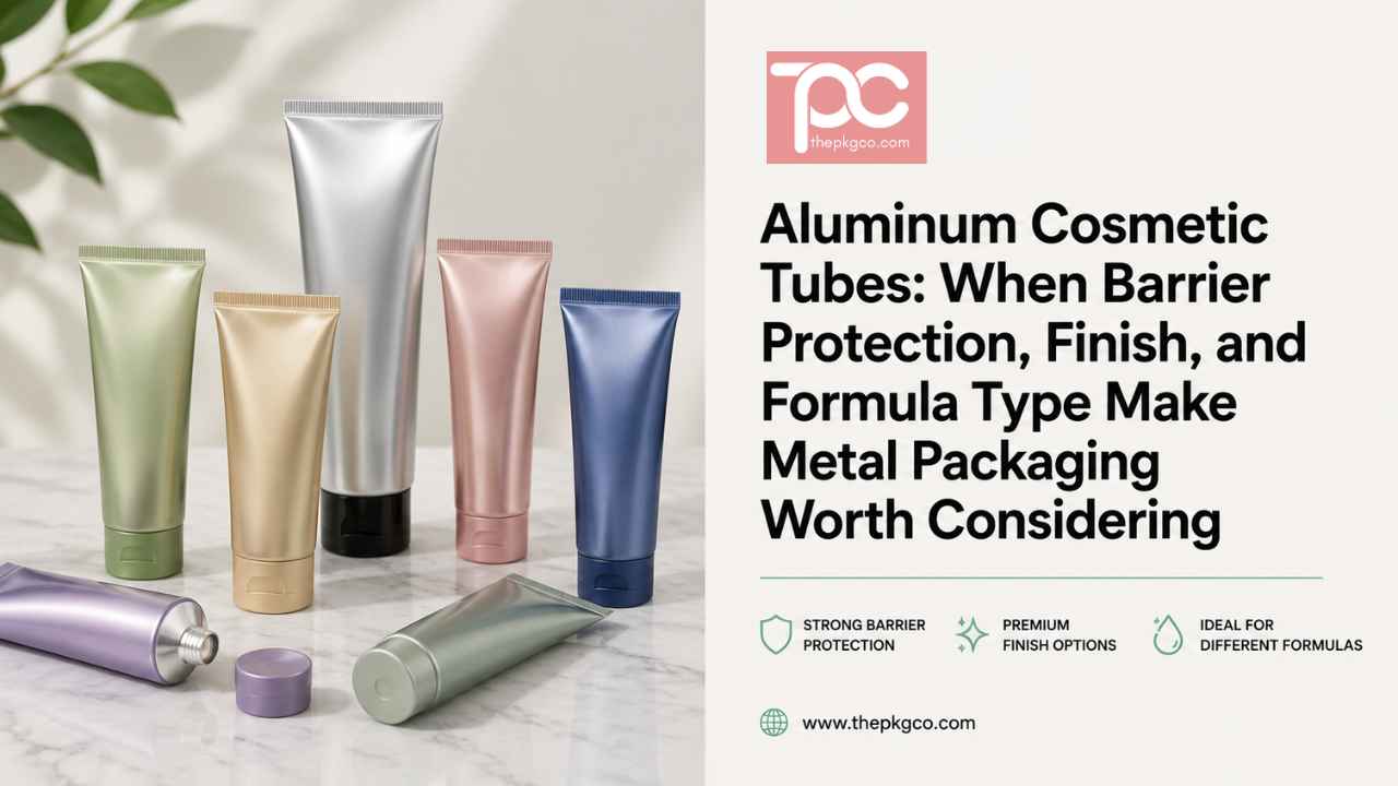 Aluminum cosmetic tubes for skincare brands, showing metal tube packaging with barrier protection, premium finishes, and formula compatibility considerations.