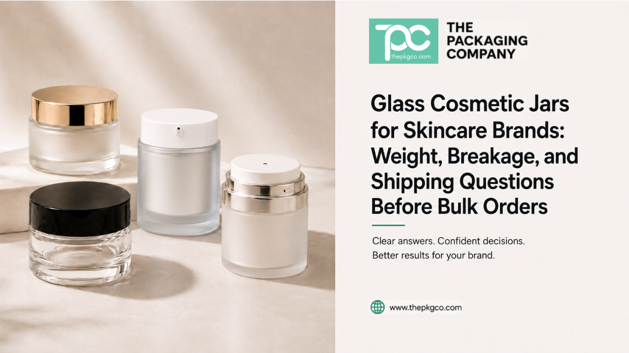 Glass cosmetic jars for skincare brands, showing premium jar packaging options with weight, decoration, and shipping considerations.