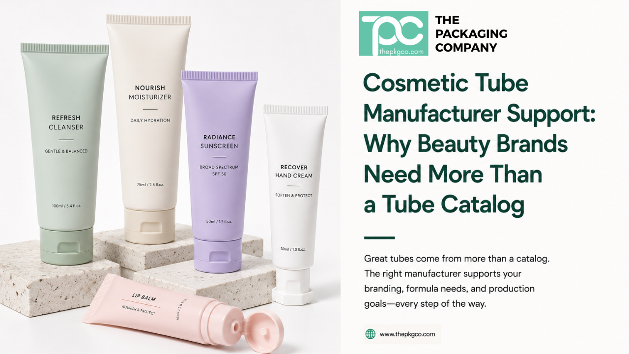 Cosmetic tube manufacturer support guide for beauty brands, showing cosmetic squeeze tubes with material, cap, decoration, and production planning considerations.